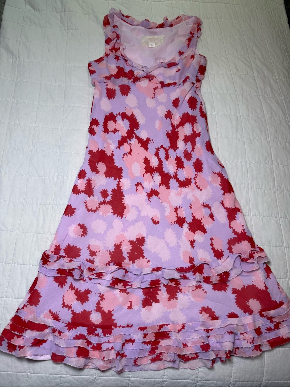 Deletta Lavender Dress with Pink & Red Floral Print